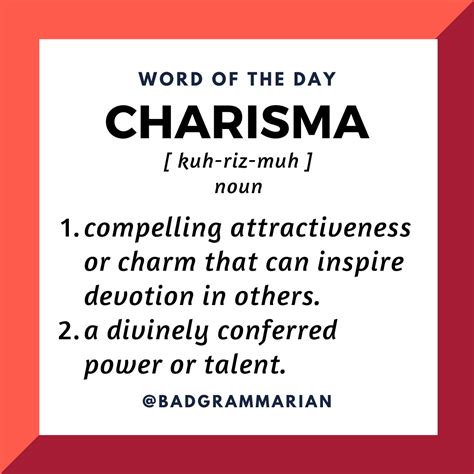 Define charisma. . Charisme in english